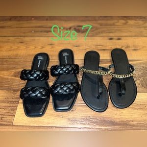 NWOT- BUNDLE OF BLACK SANDALS- Size 7